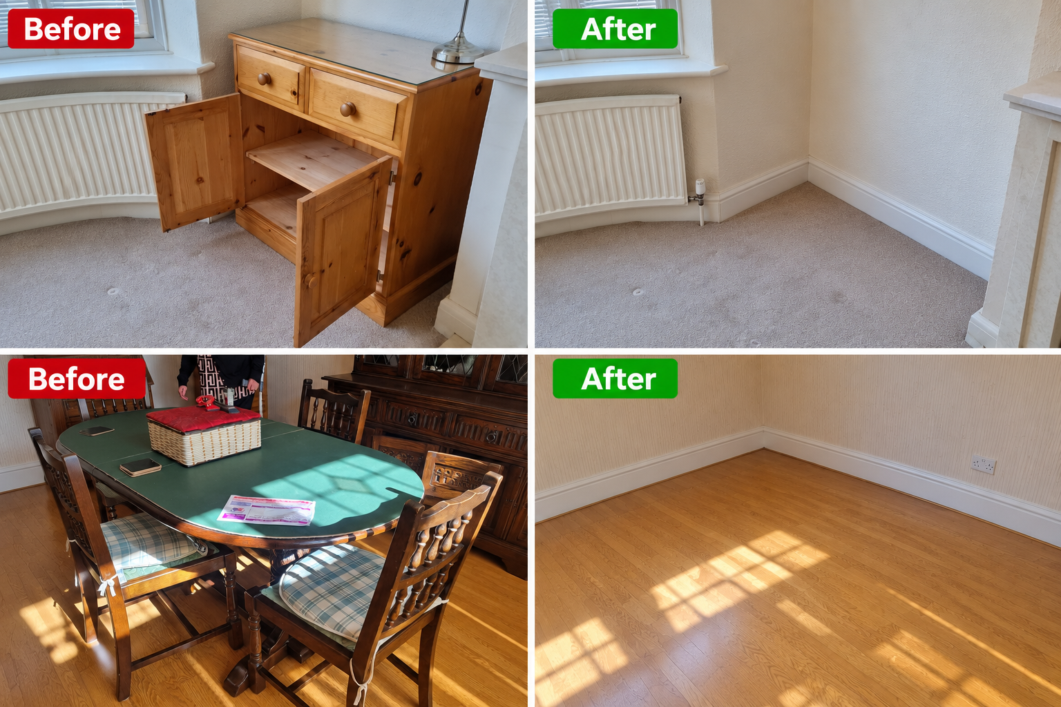 Room clearance before and after example